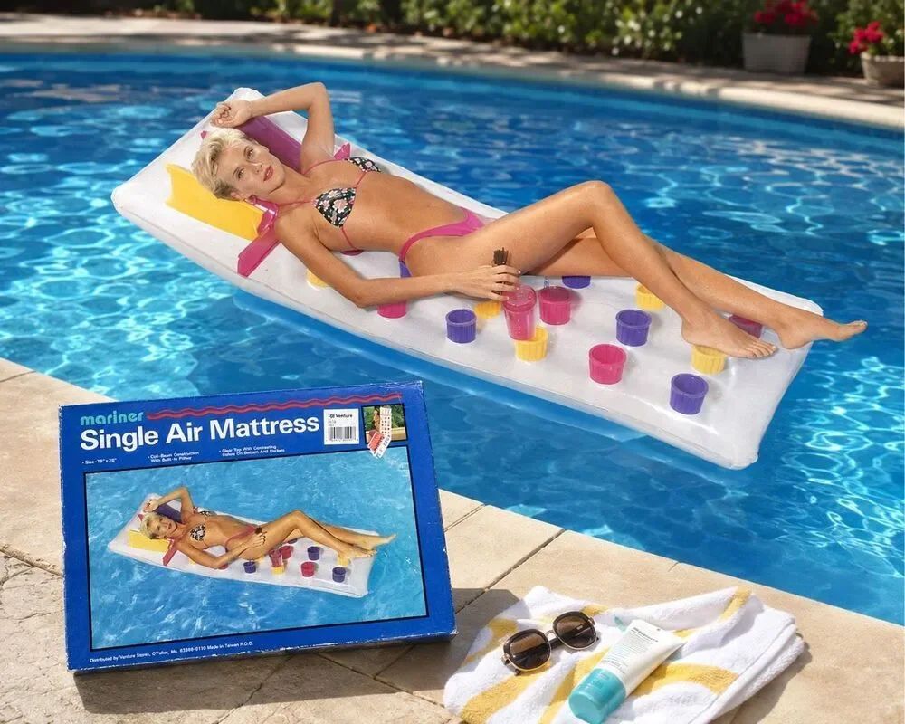 MARINER AIR MATTRESS 18 POCKET POOL FLOAT 78" X 28" NEW IN BOX vintage